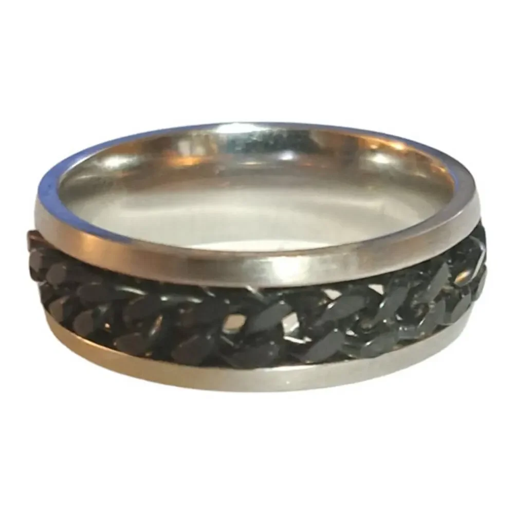 New 316L stainless steel black chain spinning ring‎ size 13